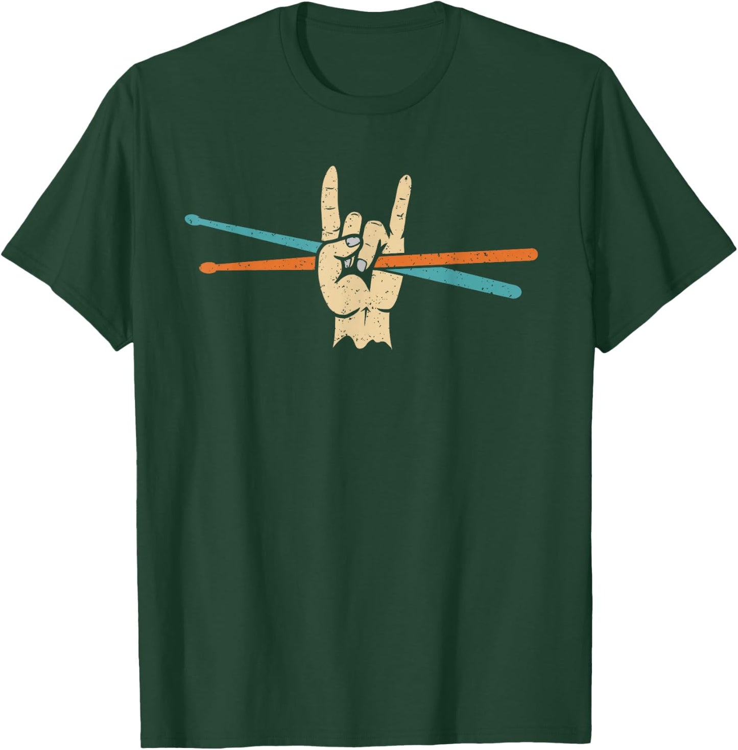 Retro Drum Sticks Art Men Boys Kids Percussion Drum Player T-Shirt - T-Shirt | Forest