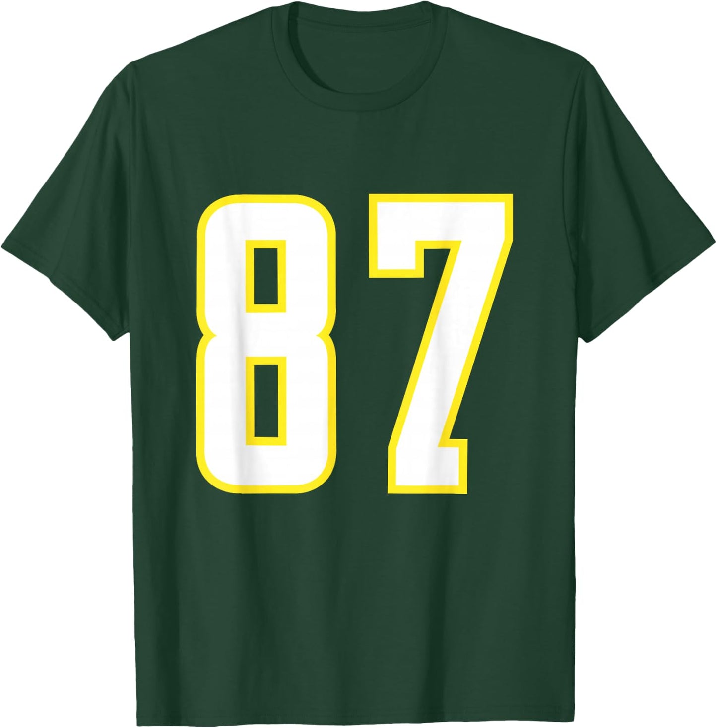 Yellow White Sports Team Number 87 T-Shirt - T-Shirt | Forest