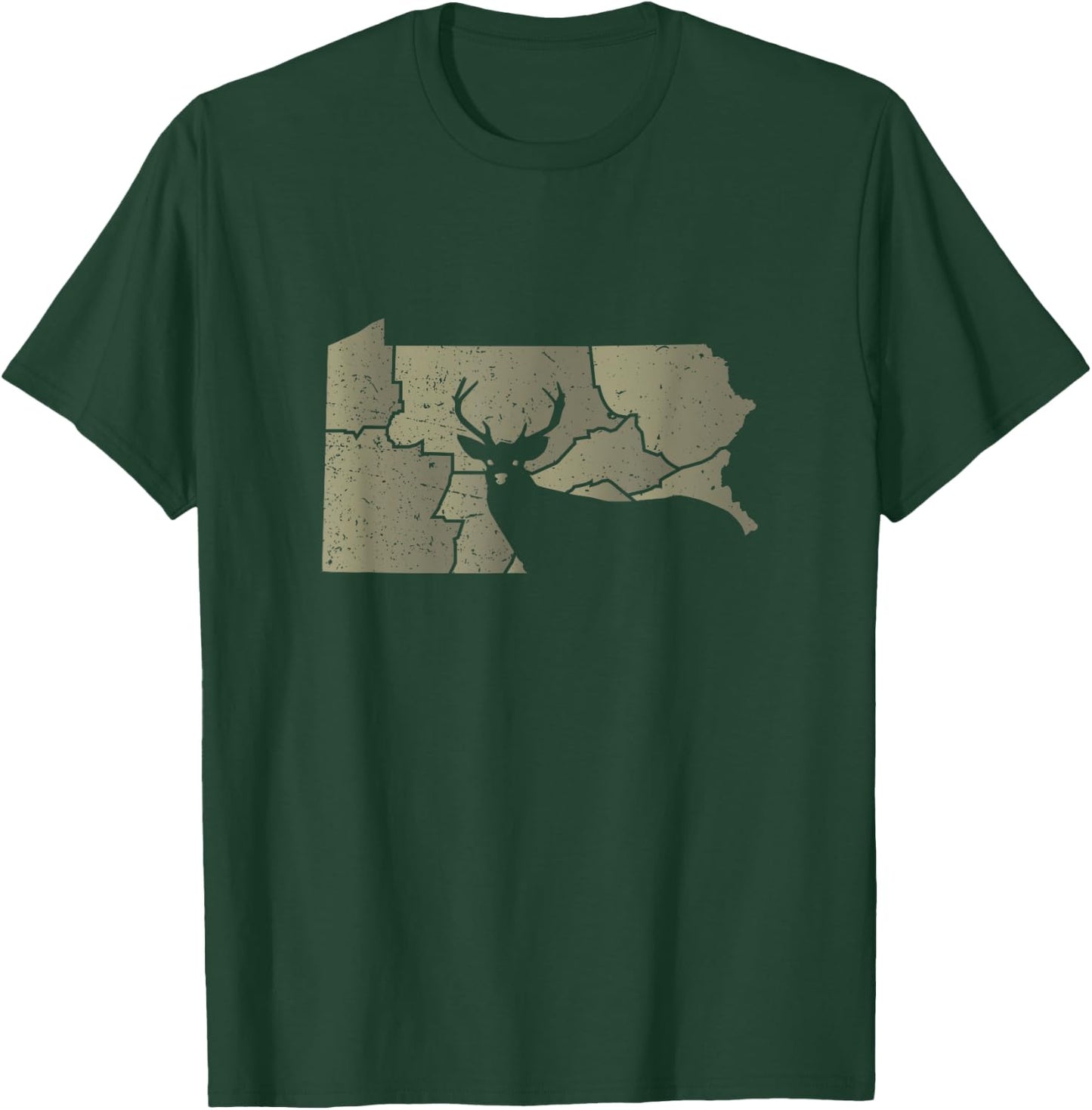 White-Tailed Deer Hunter Pennsylvania Map Shape T-Shirt - T-Shirt | Forest