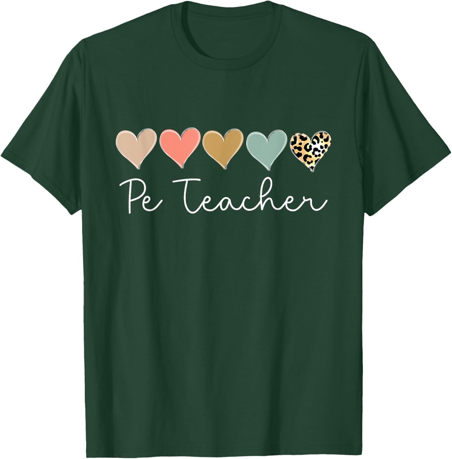 Leopard Hearts Valentine's day for Team Pe Teacher Valentine T-Shirt - T-Shirt | Forest
