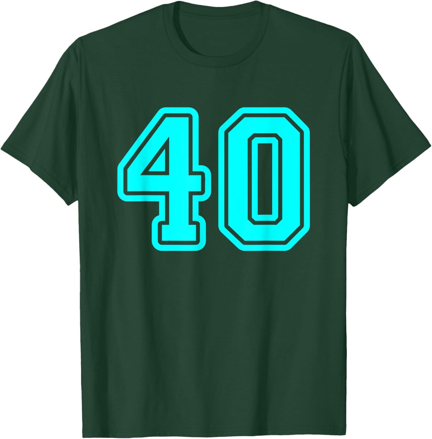 Jersey #40 Cyan Sports Team Player Fan Jersey Number 40 T-Shirt - T-Shirt | Forest