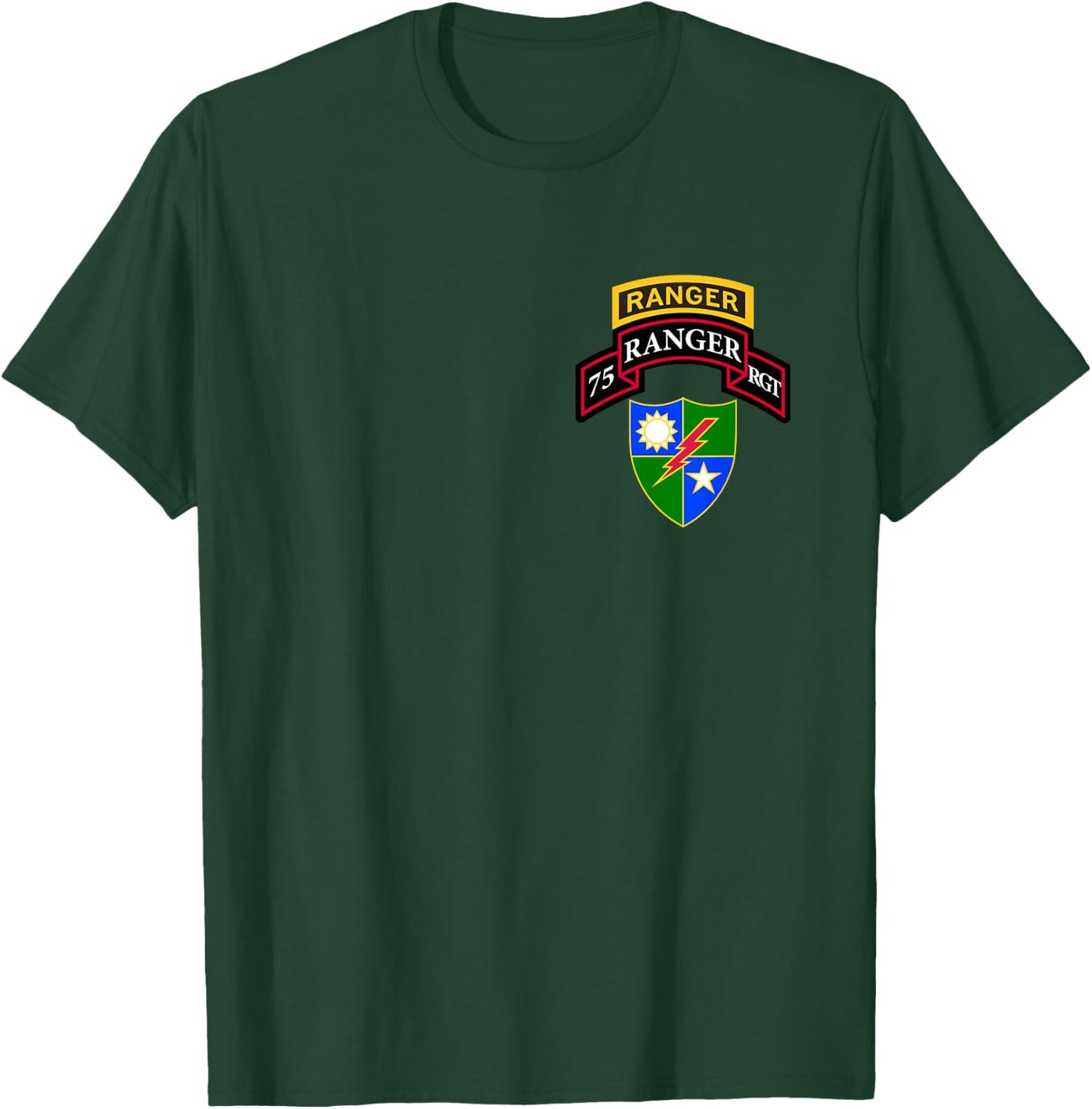 Kids Army Ranger - 75th Ranger Scroll, Tab, DUI for Boys, Girls T-Shirt - T-Shirt | Forest