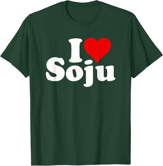 I Love Heart Soju Korean Rice Wine Distilled Alcohol T-Shirt - T-Shirt | Forest