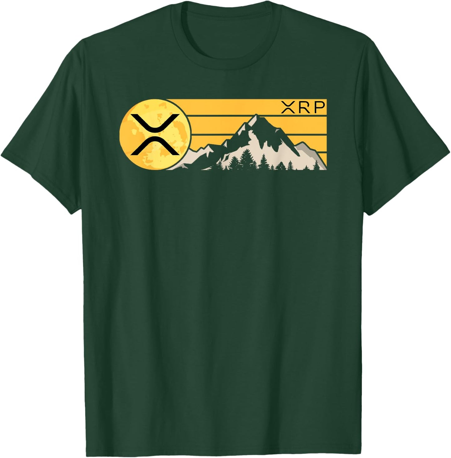 XRP Crypto Moon Mountain XRP Cryptocurrency Coin T-Shirt - T-Shirt | Forest
