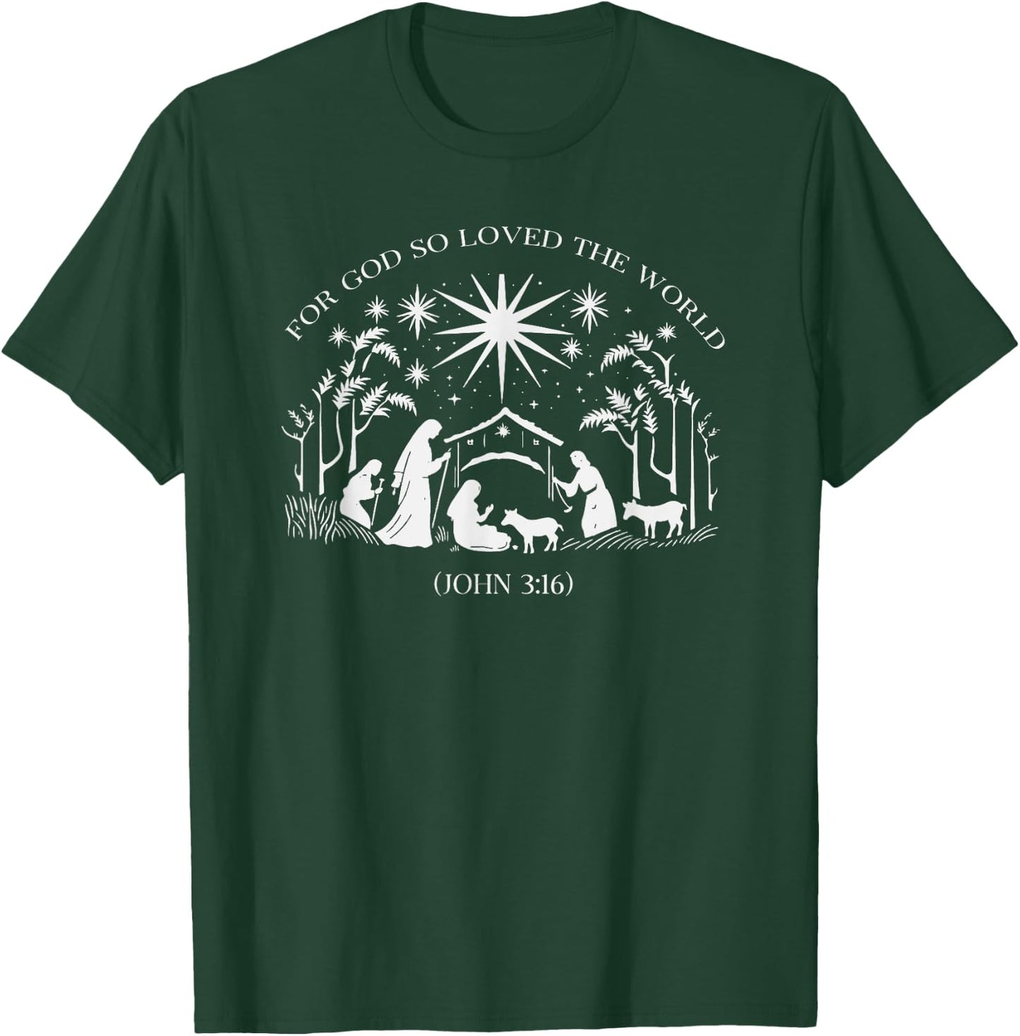 Christmas Nativity Scene For God So Loved the World Xmas T-Shirt - T-Shirt | Forest