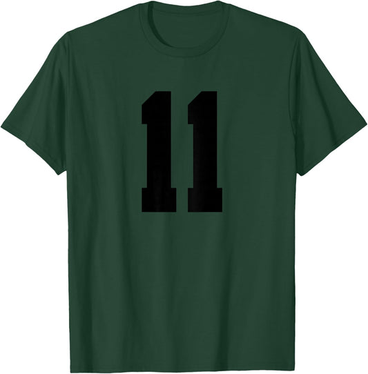 Number 11 (On Back) Sports Team Jersey Number T-Shirt - T-Shirt | Forest