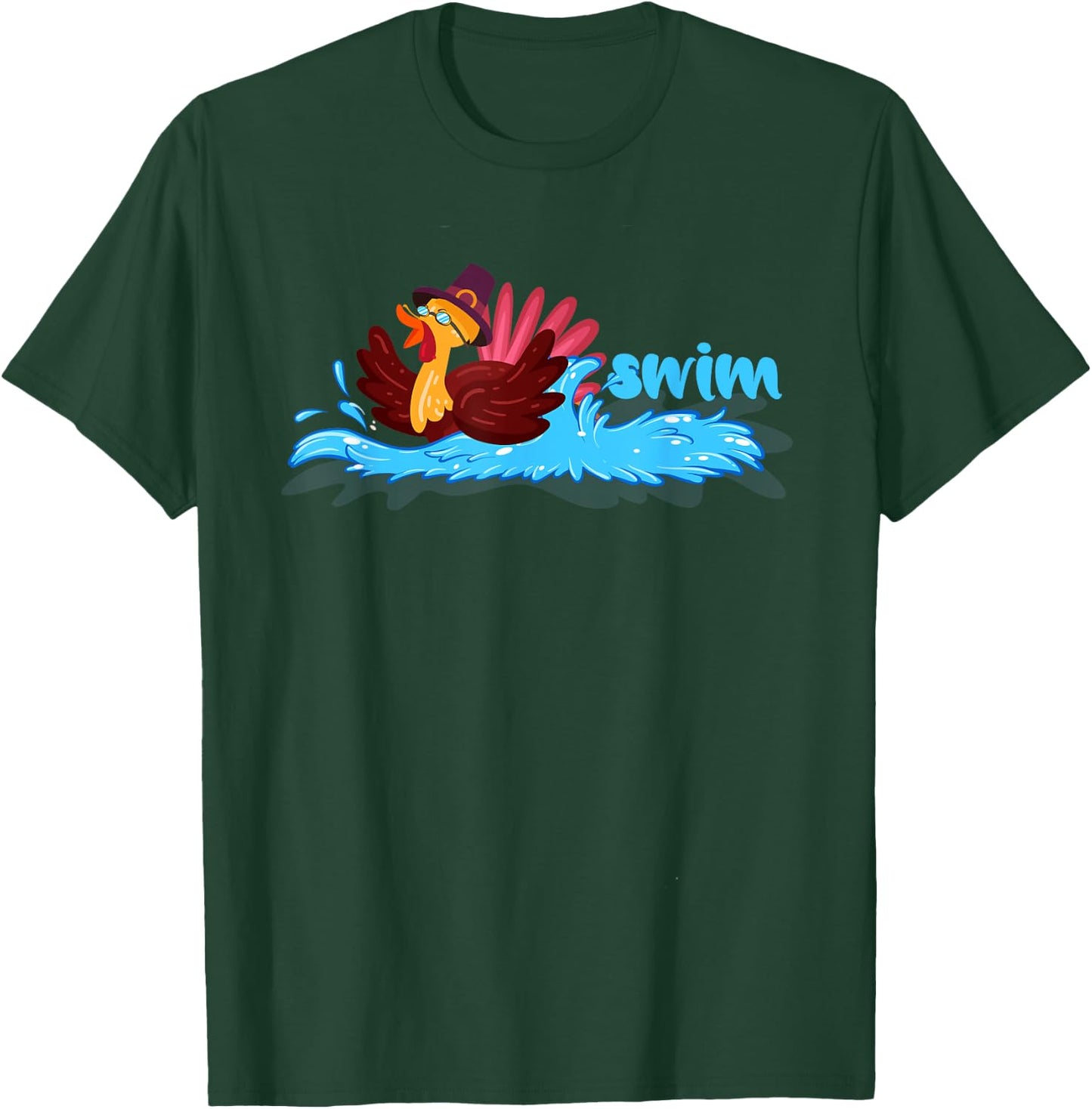 Turkey swim Costume Thanksgiving Running Turkey swimming T-Shirt - T-Shirt | Forest