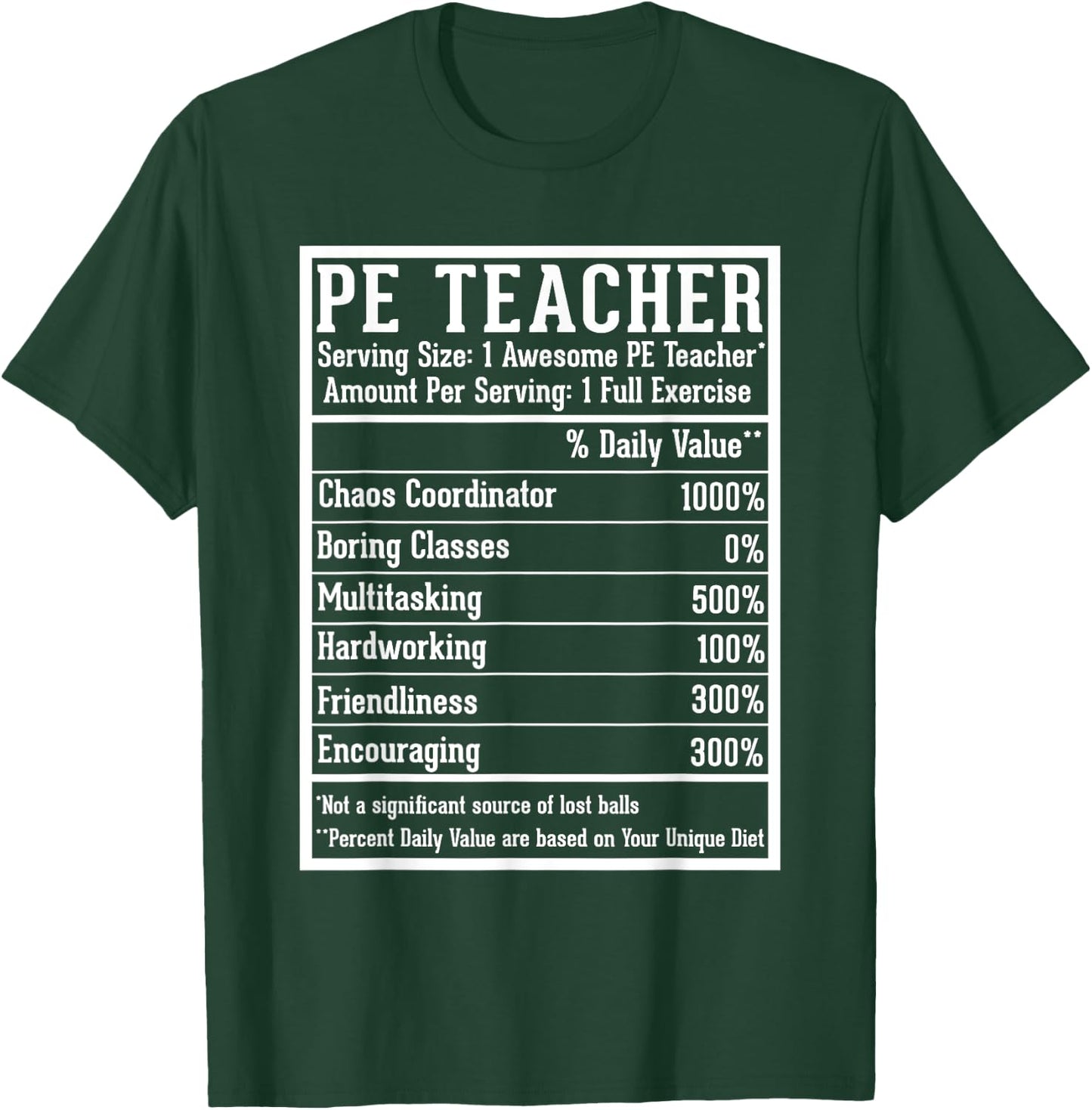 PE Teacher Appreciation Back to School First Day PE Teacher - -Adults, Black, Small T-Shirt - T-Shirt | Forest