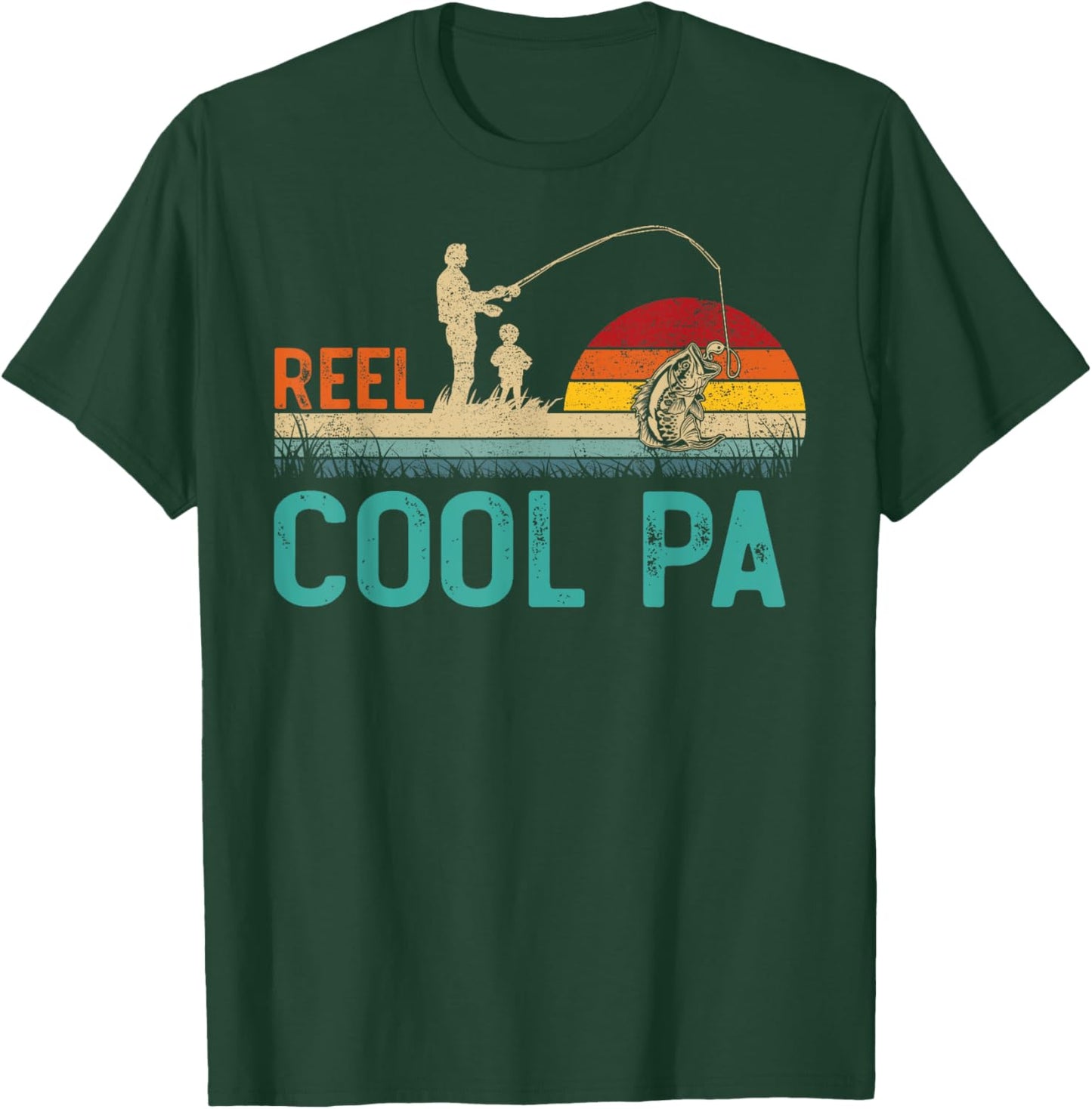 Reel Cool Pa Vintage Retro Fishing Father's Day T-Shirt - T-Shirt | Forest