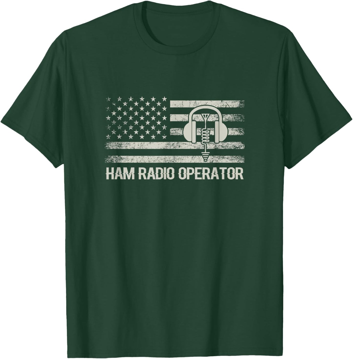 Ham Radio USA Flag Amateur Radio Ham Radio Operator T-Shirt - T-Shirt | Forest
