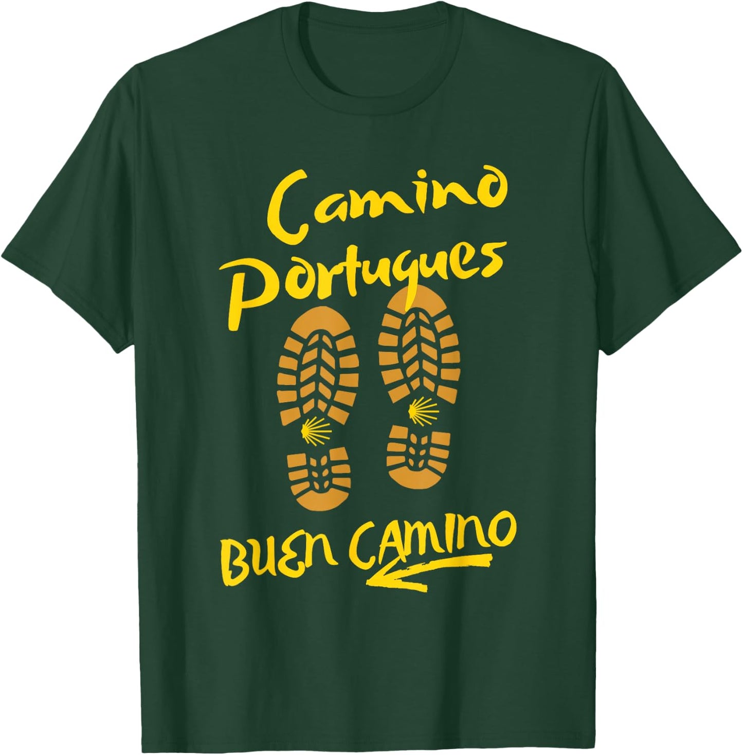 Camino Portugues, BUEN CAMINO, Hiking Boots T-Shirt - T-Shirt | Forest