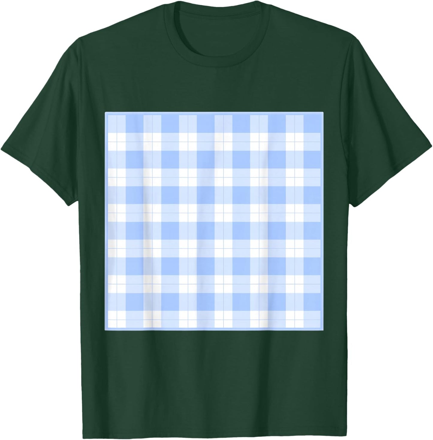 Blue Checkerboard Gingham Patten T-Shirt - T-Shirt | Forest