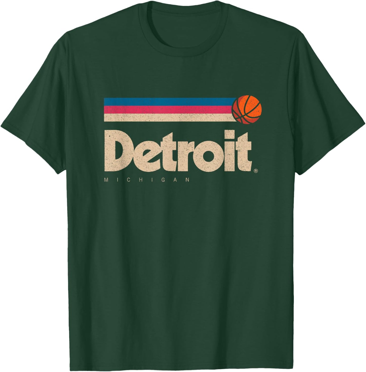 Detroit Basketball B-Ball City Michigan Retro Detroit T-Shirt - T-Shirt | Forest
