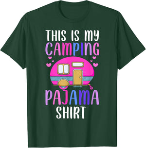 This Is My Camping Pajama Shirt Rv Camper Camping Lover Girl T-Shirt - T-Shirt | Forest