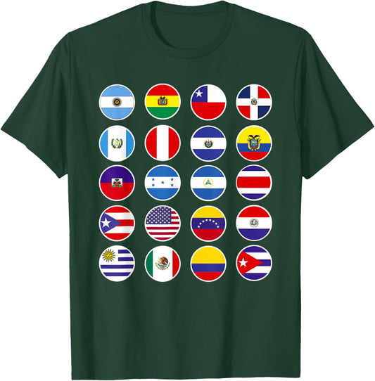 All Latin American Flags Countries Hispanic Heritage Month T-Shirt - T-Shirt | Forest