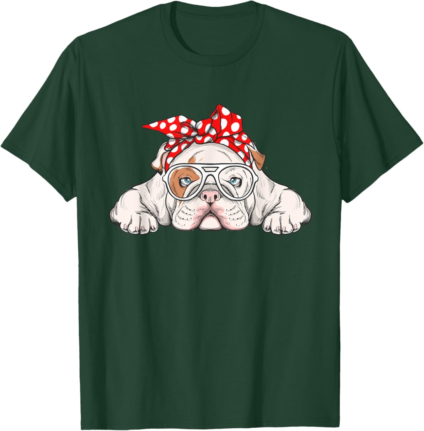 English Bulldog With Bandana - Dog Animal Lover Puppy Owner T-Shirt - T-Shirt | Forest