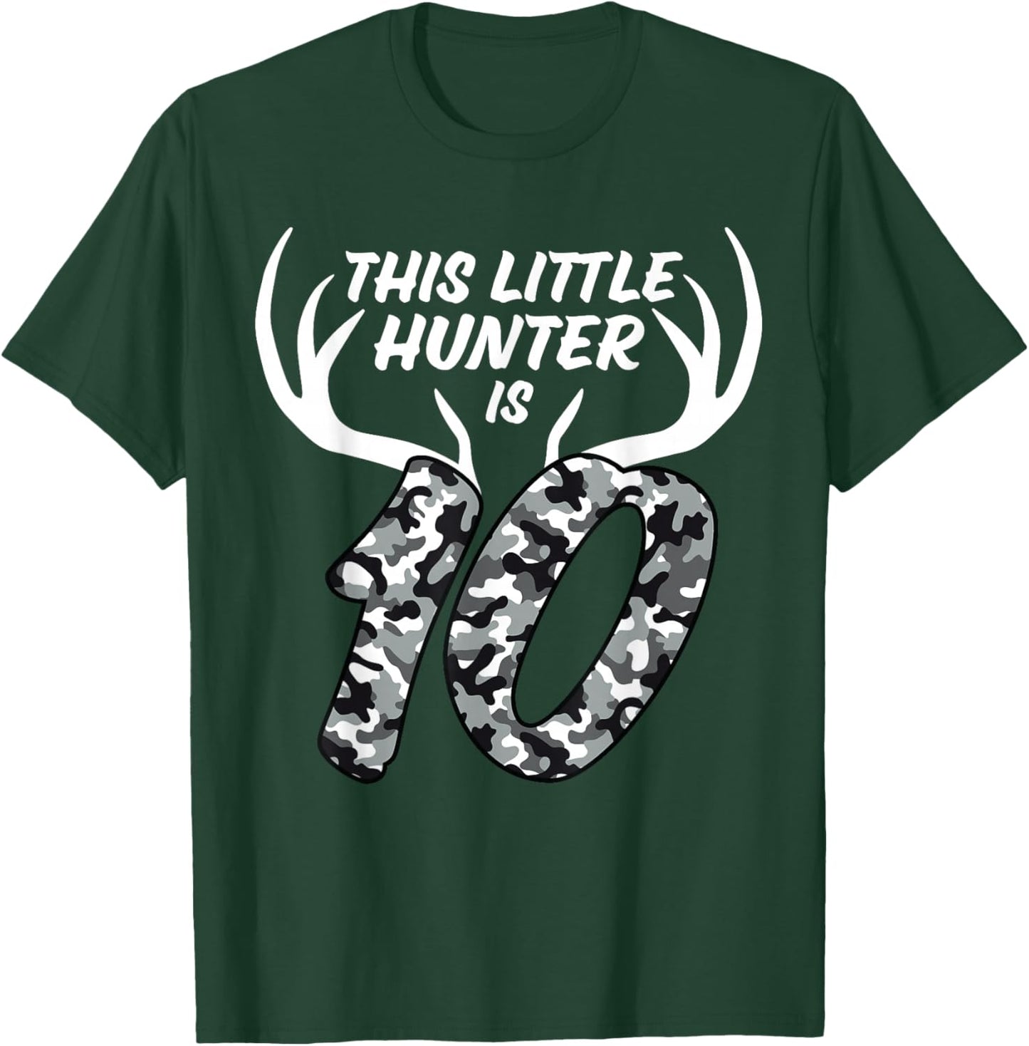 10 Year Old Birthday Shirt Boy Deer Hunting Theme Camo 10th T-Shirt - T-Shirt | Forest