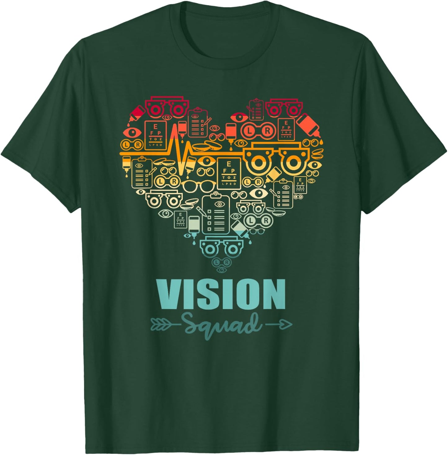 Vision Squad Heart Funny Optometry Team T-Shirt - T-Shirt | Forest