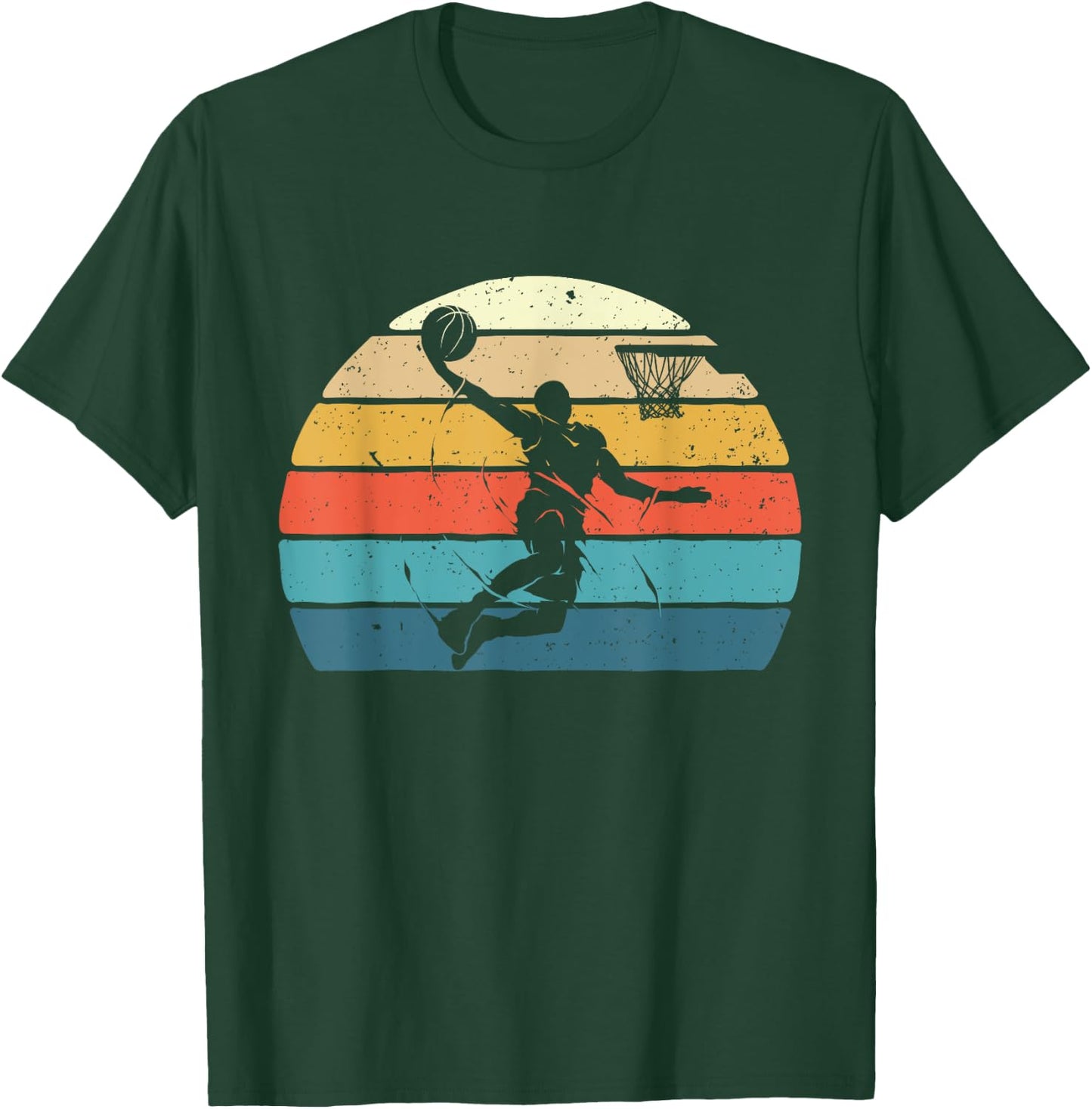 Vintage Basketball Dunk - Ball Game Trainer Sports Lover T-Shirt - T-Shirt | Forest