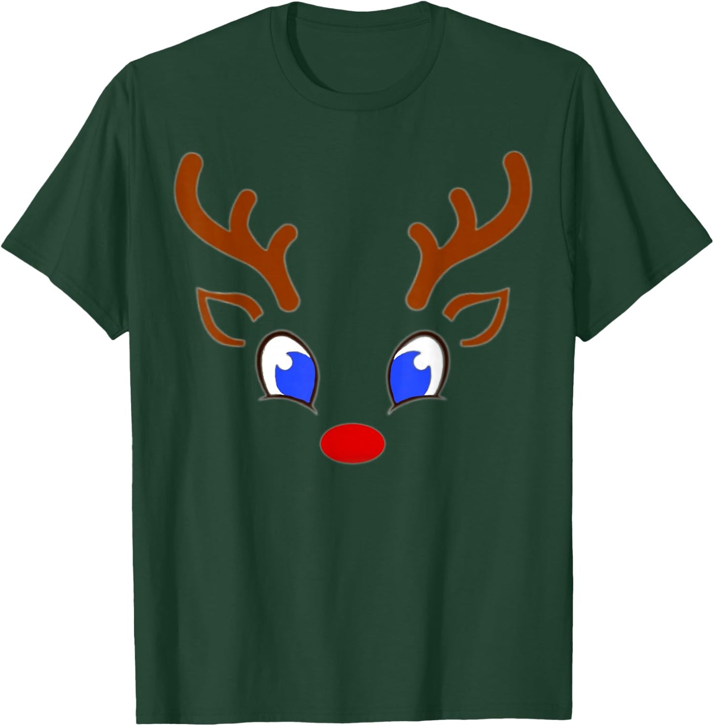 Funny Christmas Red Nose Reindeer Antlers With Cute Red Nose T-Shirt - T-Shirt | Forest