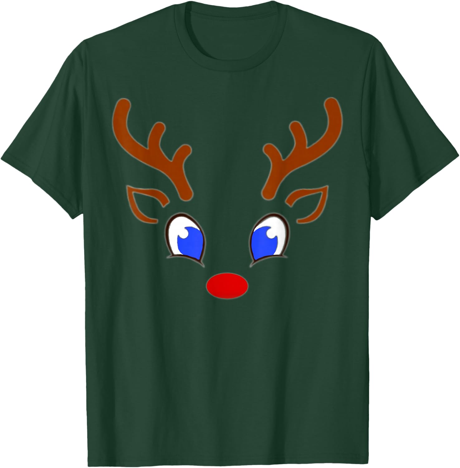 Funny Christmas Red Nose Reindeer Antlers With Cute Red Nose T-Shirt - T-Shirt | Forest