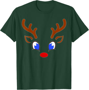 Funny Christmas Red Nose Reindeer Antlers With Cute Red Nose T-Shirt - T-Shirt | Forest
