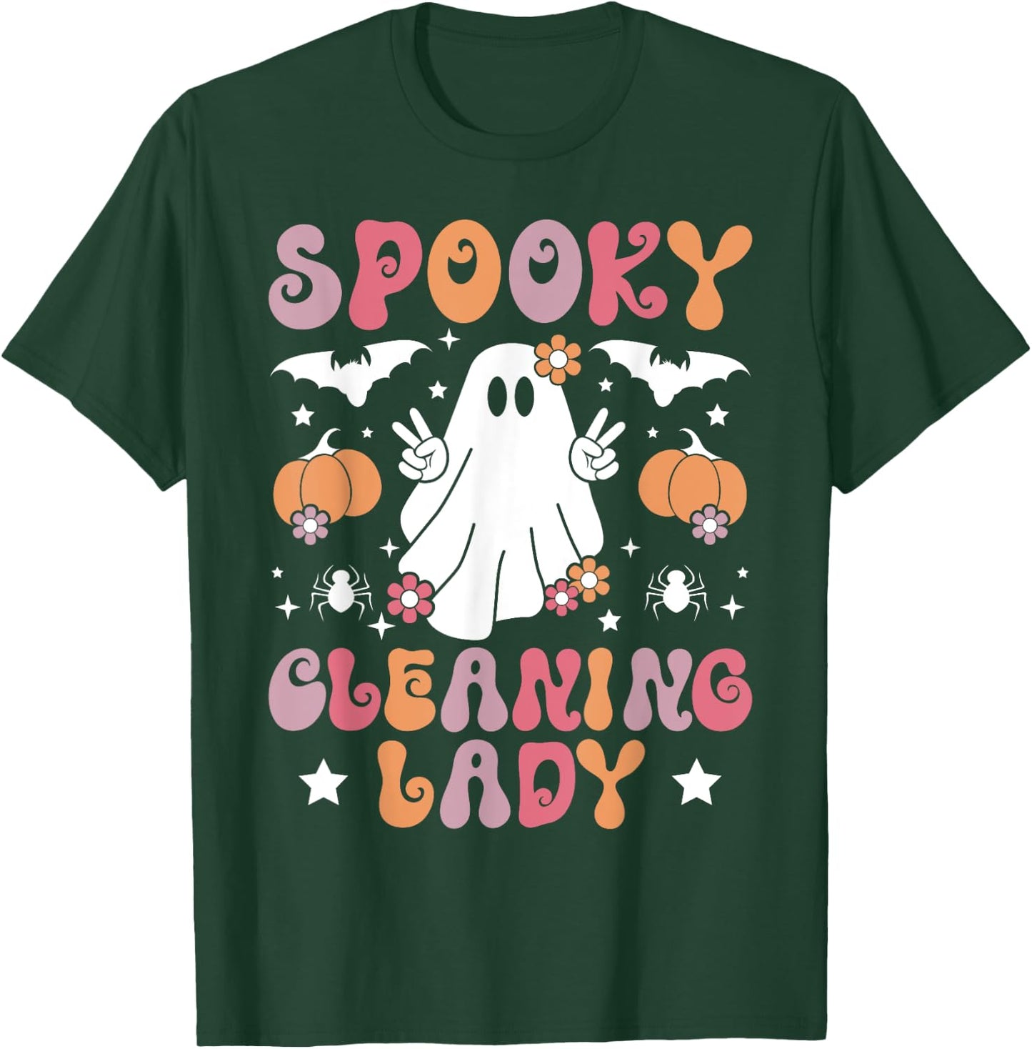 Spooky Cleaning Lady Halloween Housekeeping Cleaner T-Shirt - T-Shirt | Forest