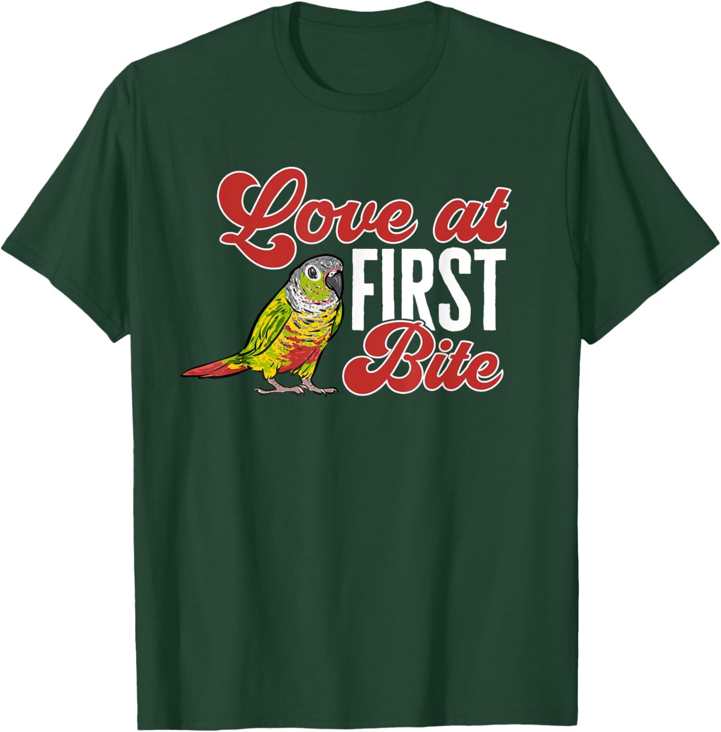 Green Cheek Conure Love At First Bite Parrot Bird Conure T-Shirt - T-Shirt | Forest