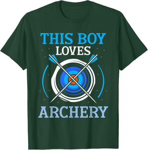 This Boy Loves Archery Archer Hobby Arrow Bow T-Shirt - T-Shirt | Forest