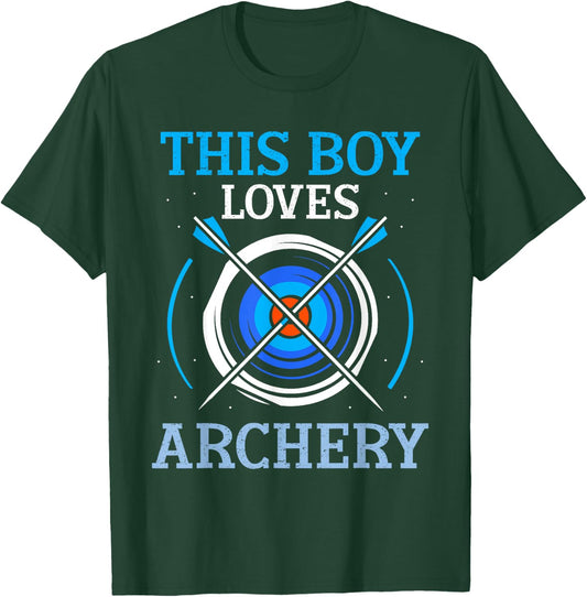 This Boy Loves Archery Archer Hobby Arrow Bow T-Shirt - T-Shirt | Forest