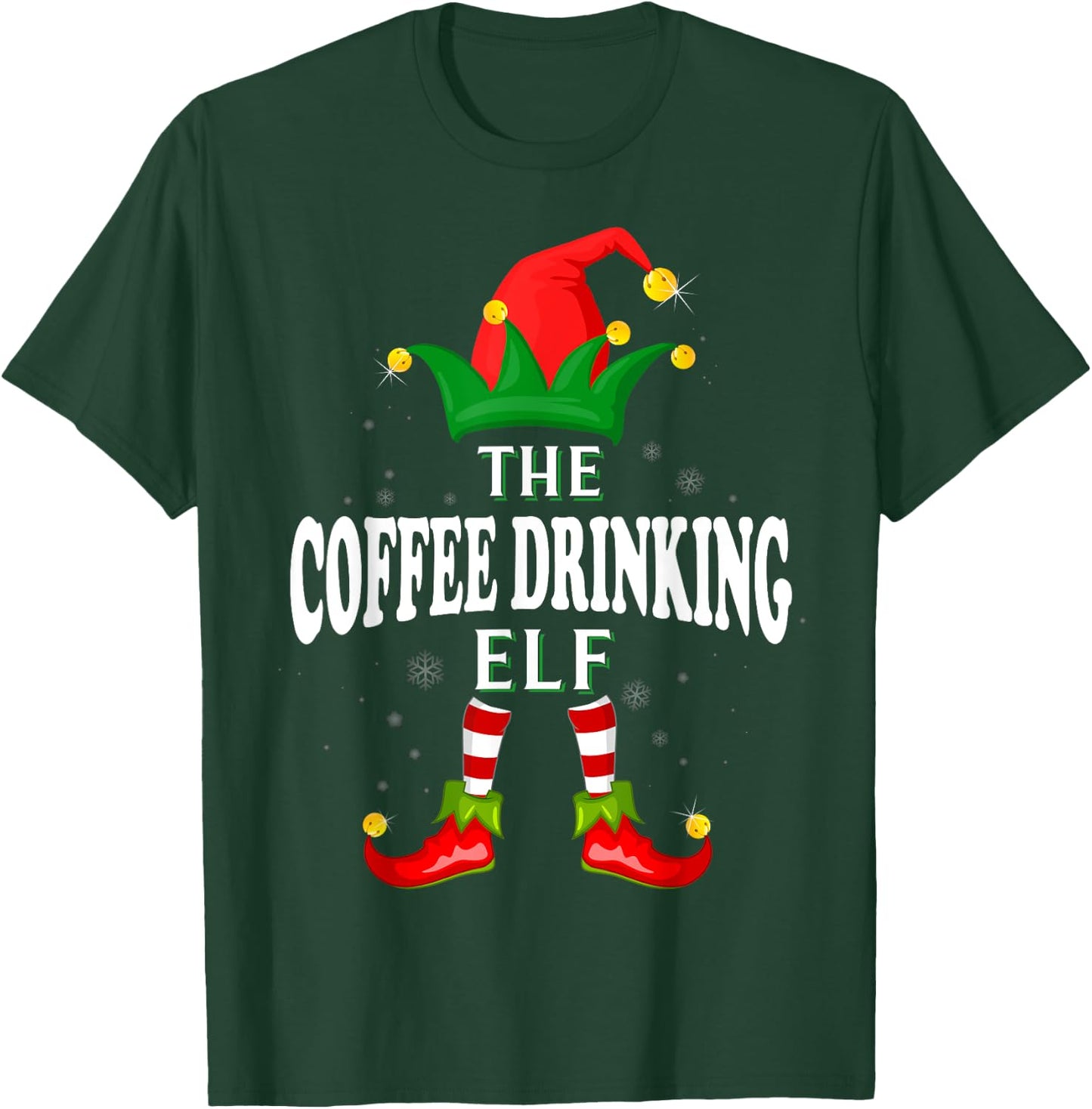 Xmas Coffee drinking Elf Family Matching Christmas Pajama T-Shirt - T-Shirt | Forest