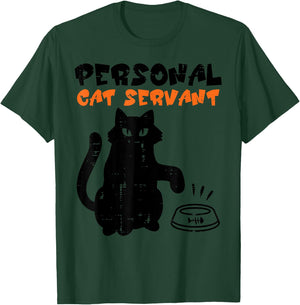 Black Cat Personal Servant Funny Fur Mom Dad Men Women Kids T-Shirt - T-Shirt | Forest