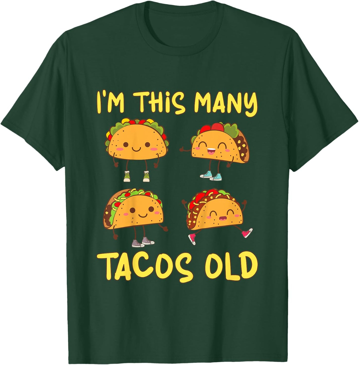 Kids 4 Years Old Boy Tacos Old 4th Birthday Kids T-Shirt - T-Shirt | Forest
