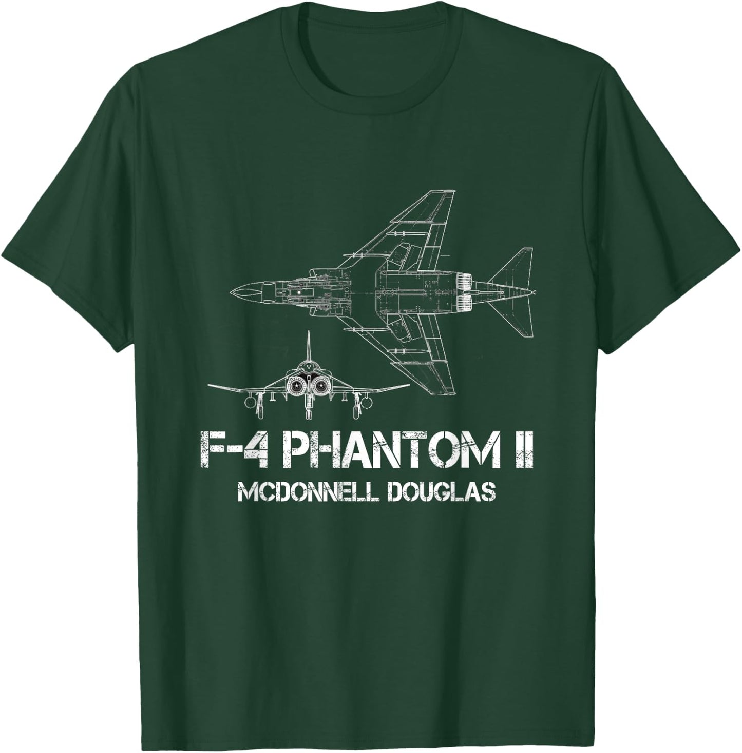 McDonnell Douglas F-4 Phantom II Blueprint Aircraft T-Shirt - T-Shirt | Forest