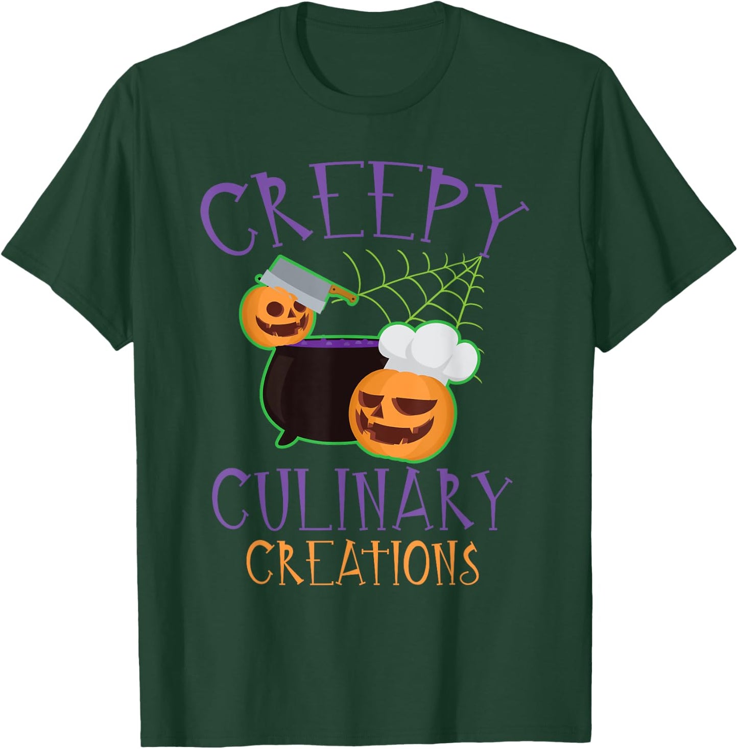 Creepy Culinary Creations Spooky Cooking Chef Halloween T-Shirt - T-Shirt | Forest