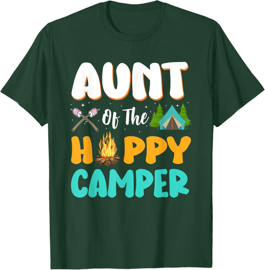 Aunt Of The Happy Camper Family Camping Birthday Trip T-Shirt - T-Shirt | Forest