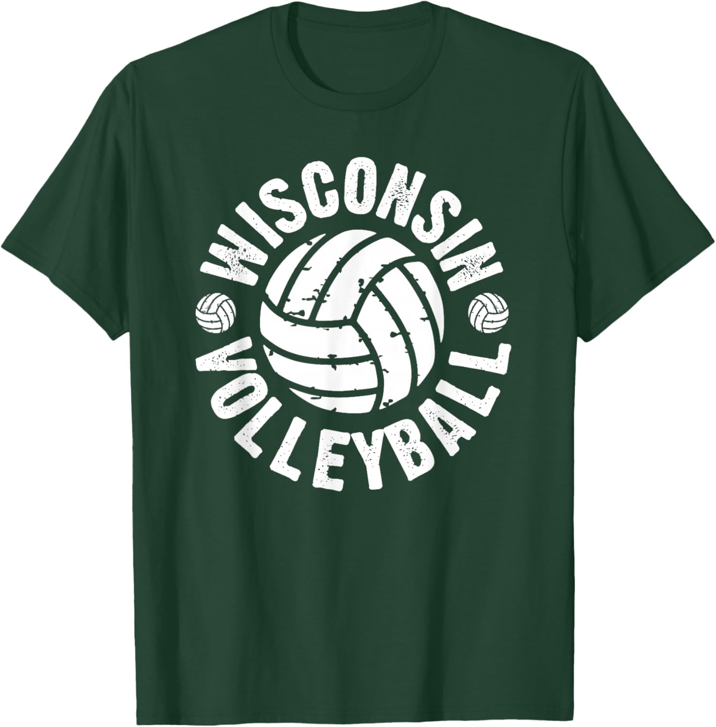 Wisconsin Volleyball Classic Style Vintage Distressed T-Shirt - T-Shirt | Forest