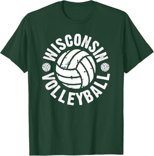 Wisconsin Volleyball Classic Style Vintage Distressed T-Shirt - T-Shirt | Forest
