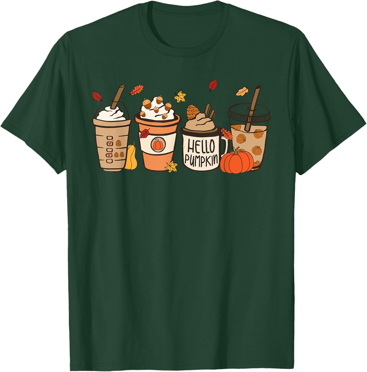 Hello Pumpkin Spice Latte Coffee Vintage Thanksgiving Fall T-Shirt - T-Shirt | Forest