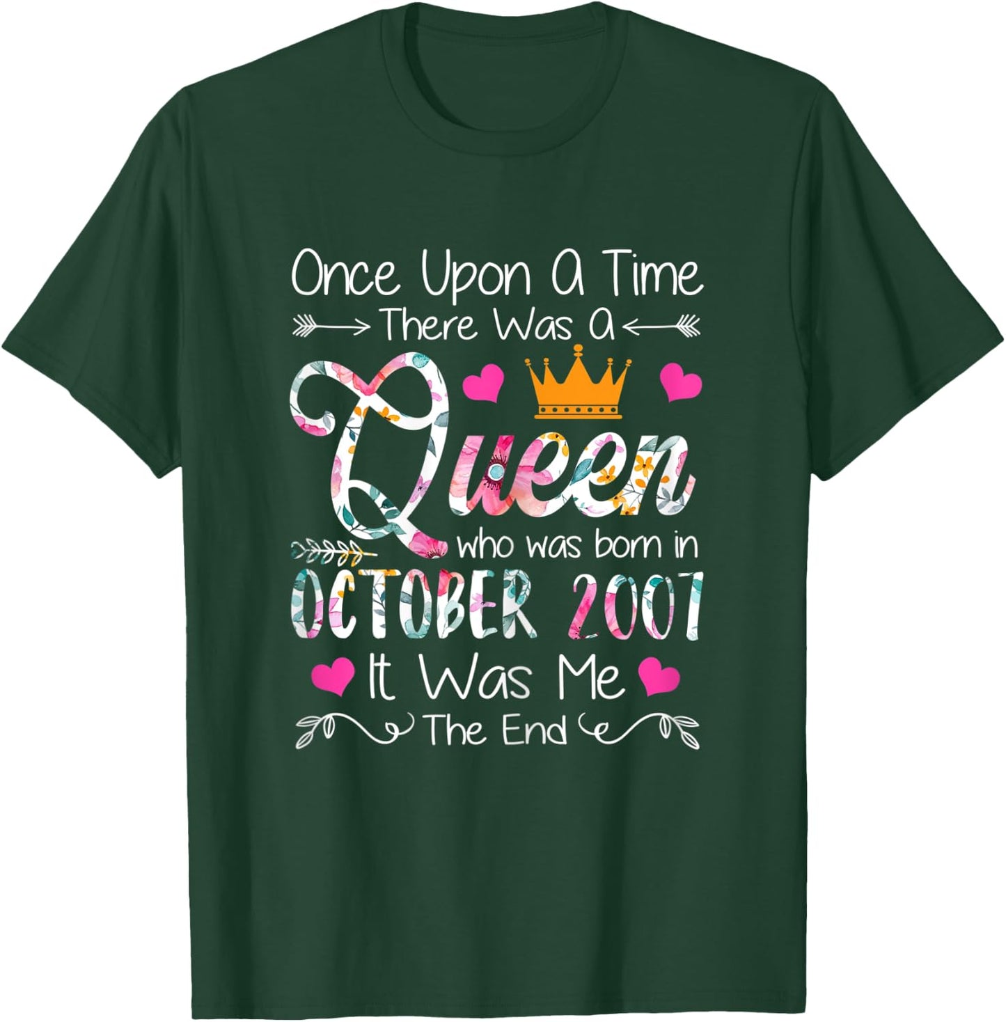 14 Years Old Birthday Girls 14th Birthday Queen October 2007 T-Shirt - T-Shirt | Forest