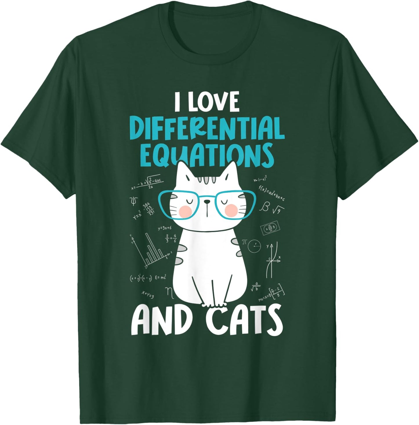 I Love Math and Cats - Funny Differential Equations T-Shirt - T-Shirt | Forest