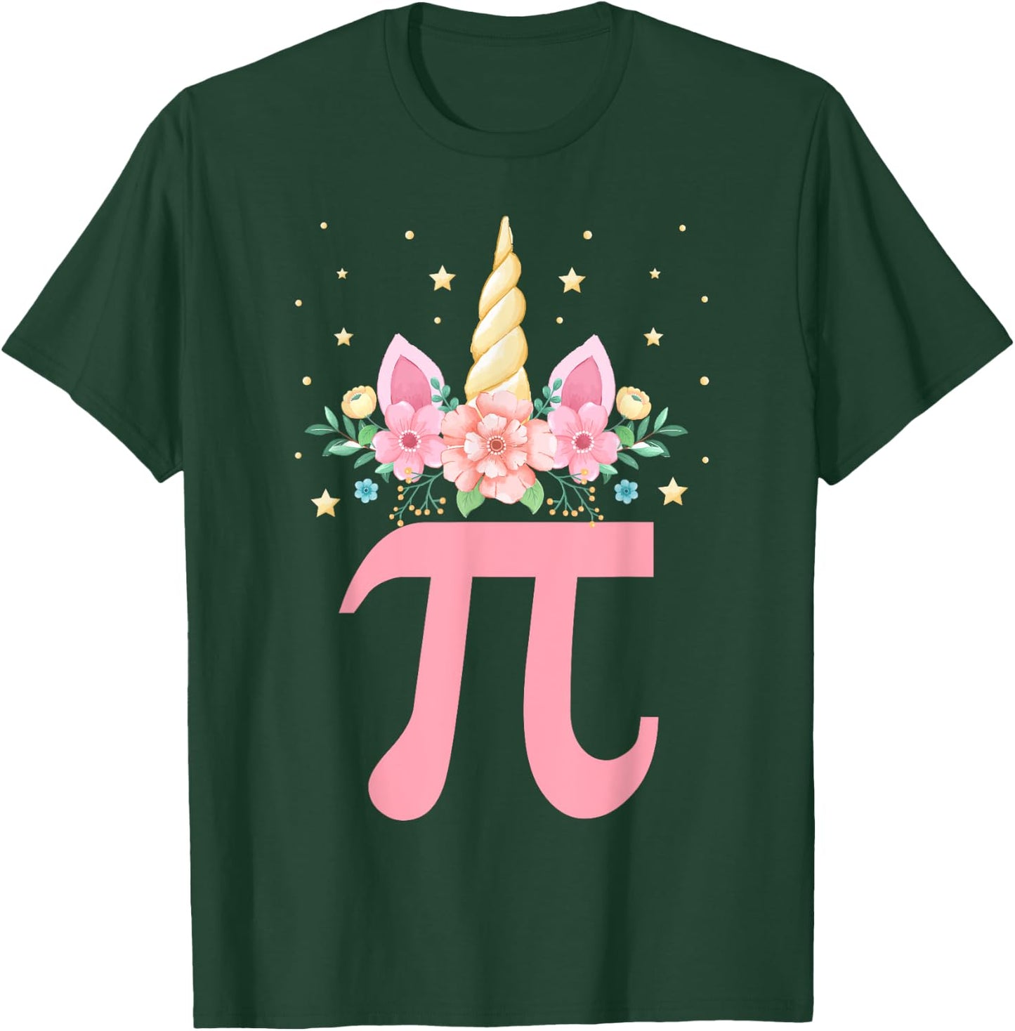 Cute Unicorn Pi day Floral Kids Boys Girls Math Teachers T-Shirt - T-Shirt | Forest