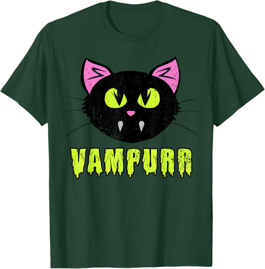Vampurr Vampire Black Cat-Shirt Funny Lazy Halloween Costume T-Shirt - T-Shirt | Forest