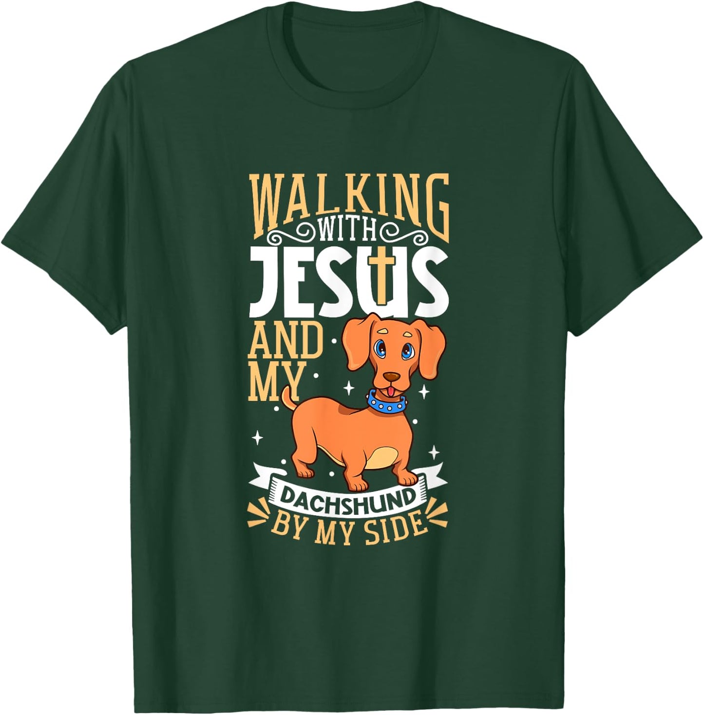 Jesus and dog - Dachshund Men Women Kids T-Shirt - T-Shirt | Forest