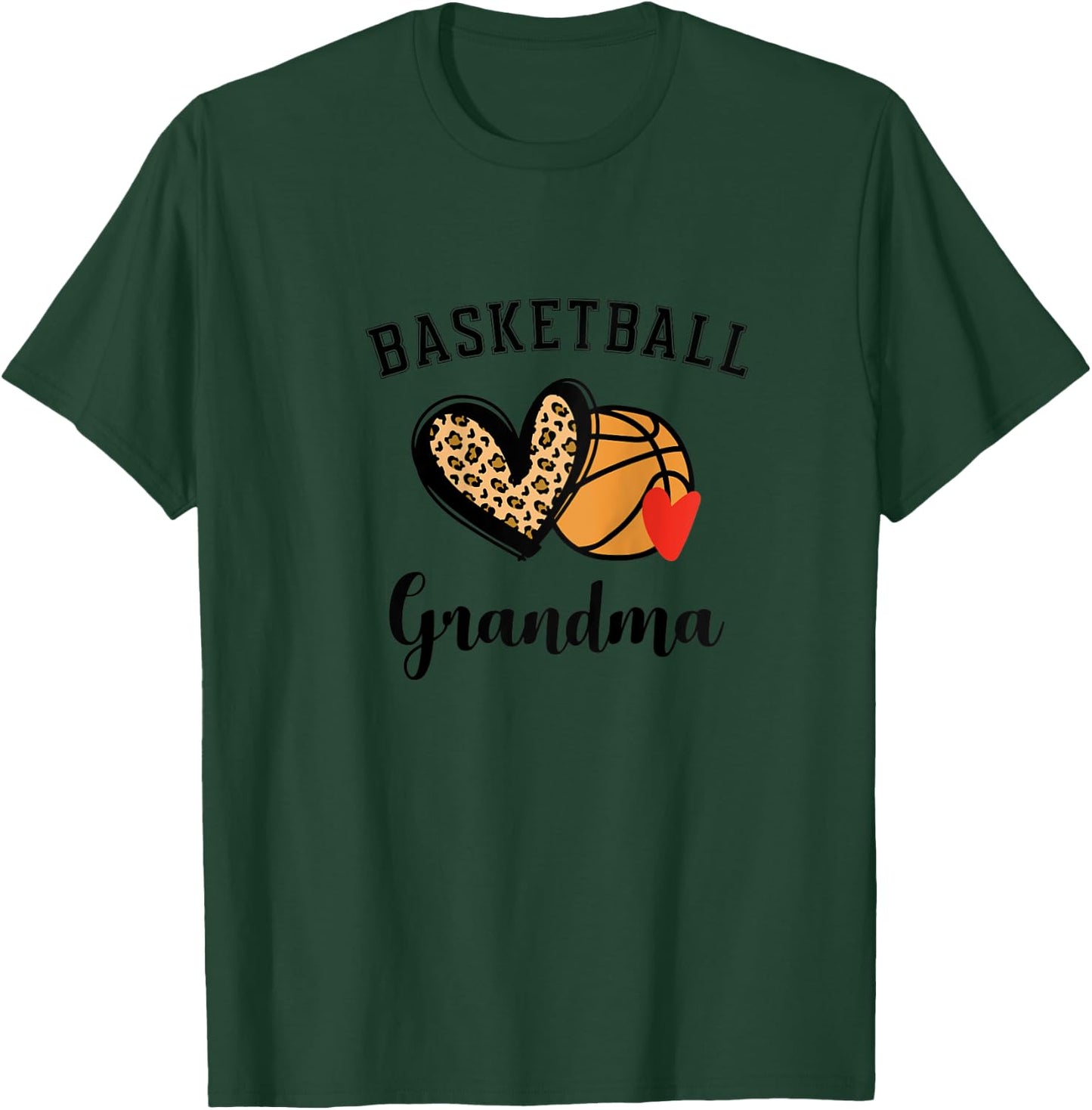Basketball Grandma Leopard Heart Grandmother Raglan Baseball T-Shirt - T-Shirt | Forest