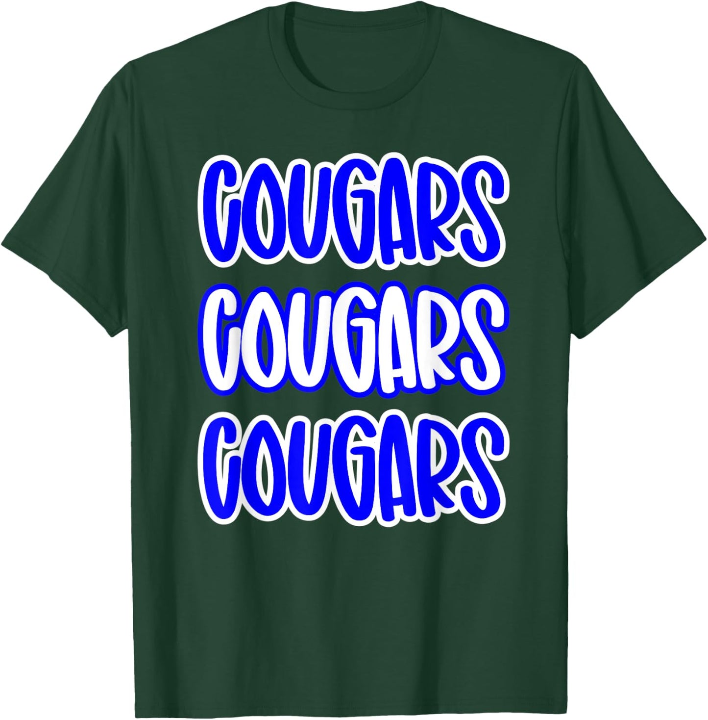 Cougars Repeating School Spirit Blue White T-Shirt - T-Shirt | Forest