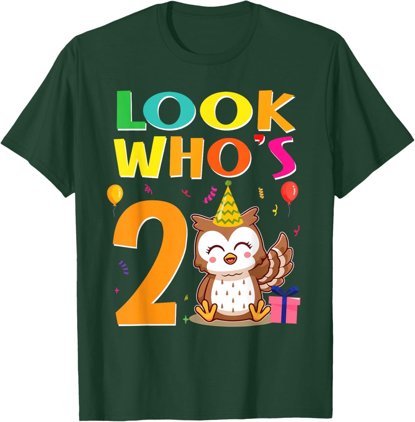 2nd Birthday Owl Look Whoos 2 Years Old Party T-Shirt - T-Shirt | Forest