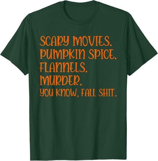 Funny Pumpkin Spice Fall Men Women Shirt, Scary Movie Murder T-Shirt - T-Shirt | Forest