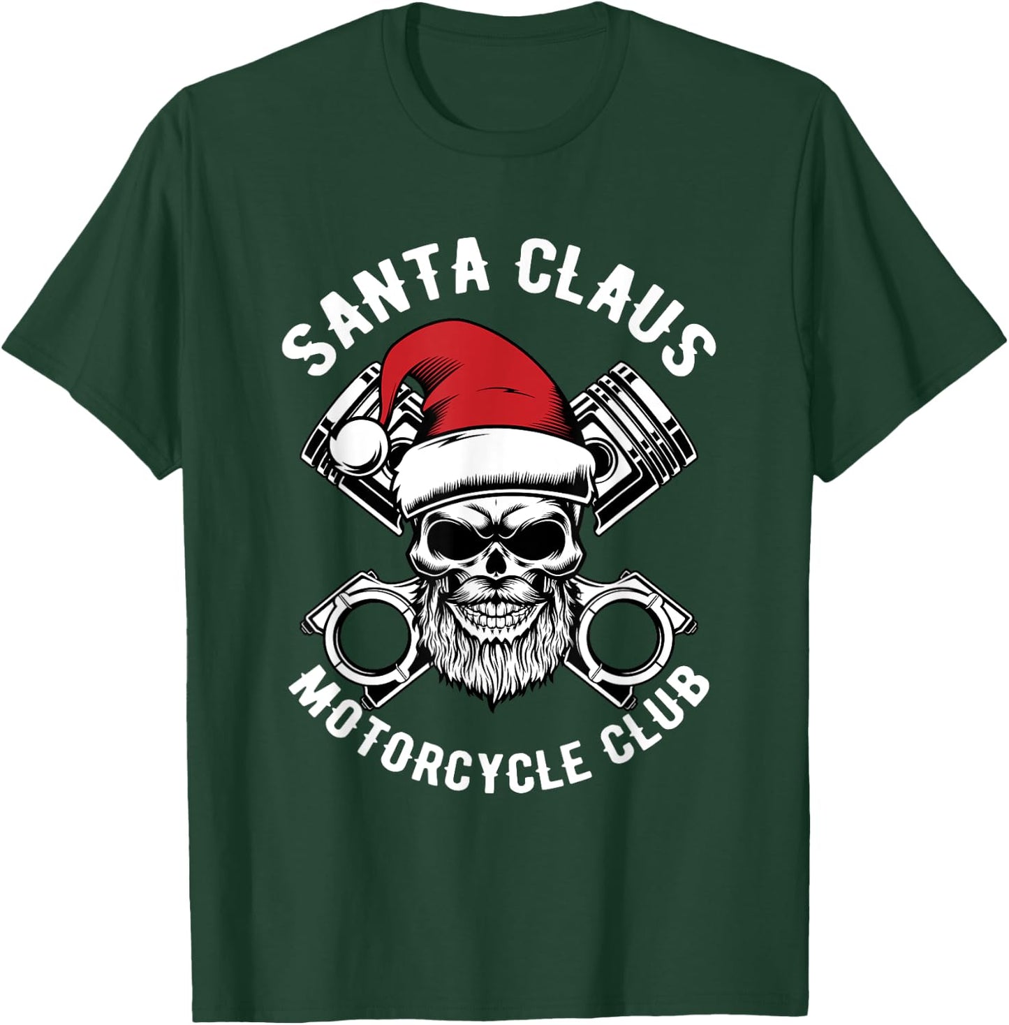 Santa Claus Motorcycle Club Christmas Pajama Cool Xmas Biker T-Shirt - T-Shirt | Forest