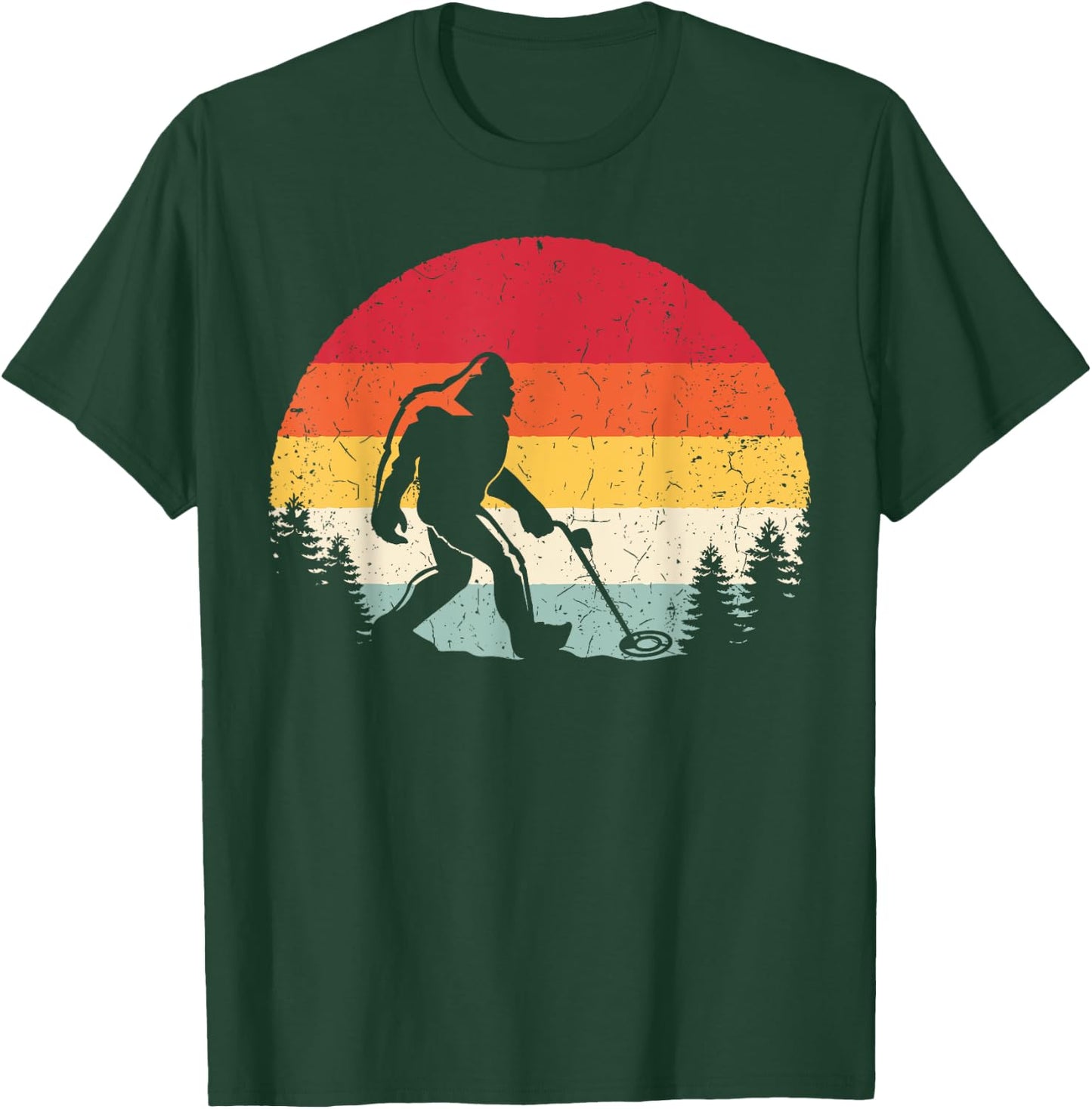 Retro Bigfoot Metal Detecting Funny Sasquatch Metal Detector T-Shirt - T-Shirt | Forest